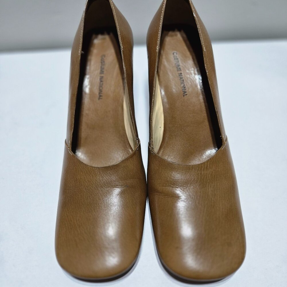 Costume National Vero Cuoio Italian Leather Women's Tan Heels - Size 39 1/2